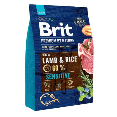 Brit Premium Sensitive Lamb & Rice -сухі корм для собак з чутливим травленням 3 кг (ягня)