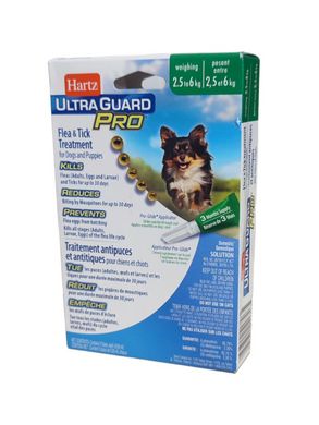 Hartz Ultra Guard PRO (Хартс) краплі від бліх, яєць бліх, їх личинок, кліщів та комарів (5в1) для собак і цуценят 2,5-6 кг, піпетка