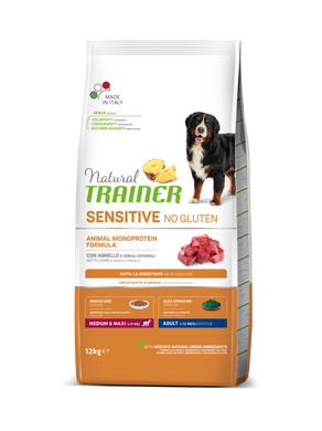 Trainer Dog Sensitive Medium & Maxi With Lamb Трейнер сухой корм для взрослых собак средних и крупных пород с ягнятиной, 12 кг