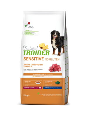 Trainer Dog Sensitive Medium & Maxi With Lamb Трейнер сухой корм для взрослых собак средних и крупных пород с ягнятиной, 12 кг