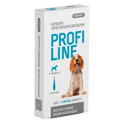 Капли PROVET Profiline для собак 4-10 кг инсектоакарицид 4 пипетки, пипетка