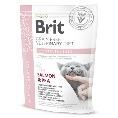 Brit GF Veterinary Diet Hypoallergenic - Сухой корм для кошек, при пищевой аллергии 400 г (лосось)
