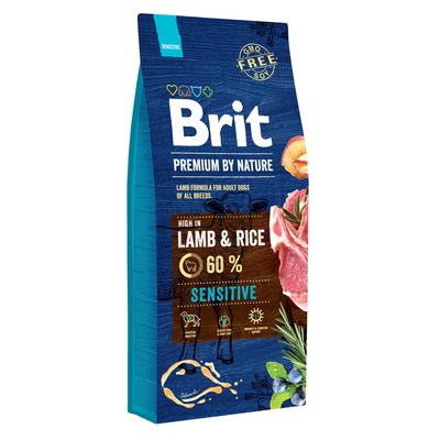 Brit Premium Sensitive Lamb & Rice -сухі корм для собак з чутливим травленням 15 кг (ягня)