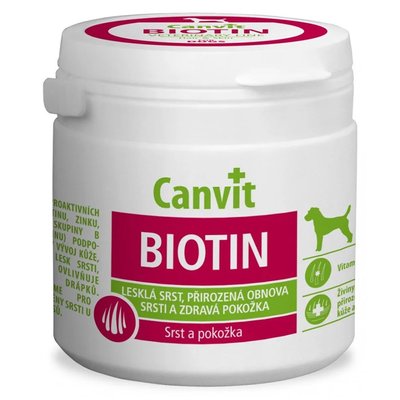 Canvit Biotin for Dogs Вітамінна добавка для відновлення шерсті під час линьки у собак, 230 г