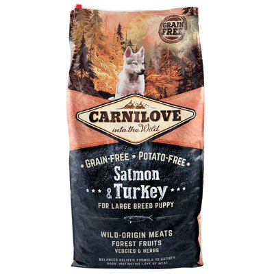 Carnilove Salmon & Turkey Large Breed Puppy Сухой корм для щенков и молодых собак крупных пород (весом от 25 кг) 12 кг (лосось и индейка)