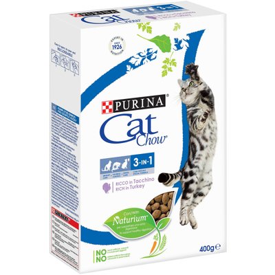 CAT CHOW Feline 3 in 1 - Сухой корм для взрослых кошек c формулой тройного действия 0,4 кг