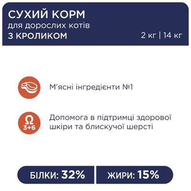 Сухий корм Клуб 4 Лапи Adult Cat Premium для дорослих котів, з кроликом, 2 кг