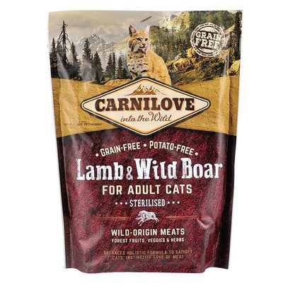 Carnilove Cat Lamb & Wild Boar - Sterilised сухой корм для стерилизованных кошек 400г (ягненок и кабан)