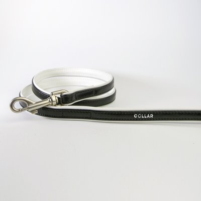 Collar brilliance Поводок кожаный, черно-белый, длина 115 см