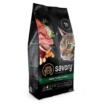 Savory корм для дорослих вередливих котів 2кг (індичка та качка)