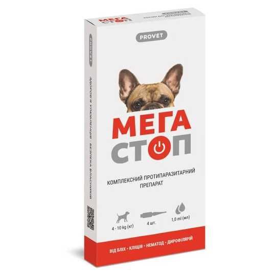 Капли на холку для собак ProVET «Мега Стоп» от 4 до 10 кг, 4