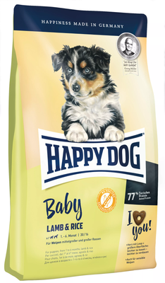 Happy Dog (Хэппи Дог) - Baby Lamb & Rice Сухой безглютеновый корм для щенков средних и крупных пород с чувствительным пищеварением 4 кг