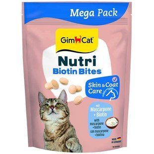 GimCat NUTRI BIOTIN BITES Вітаміни для котів для покращення стану шкіри та шерсті з маскарпоне та біотином 425г