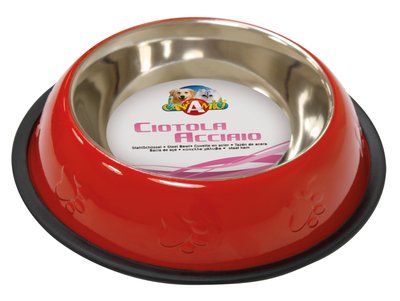 Миска для собак CROCI металлическая с чеканкой на резиновом канте красная 240 мл