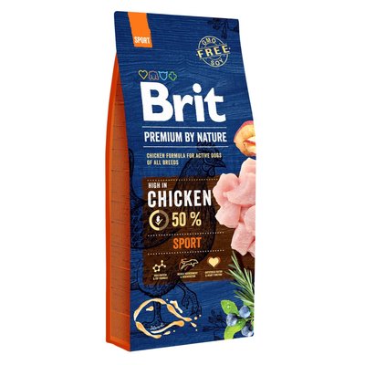 Brit Premium Sport - Сухой корм для активных собак всех пород 15 кг (курица)