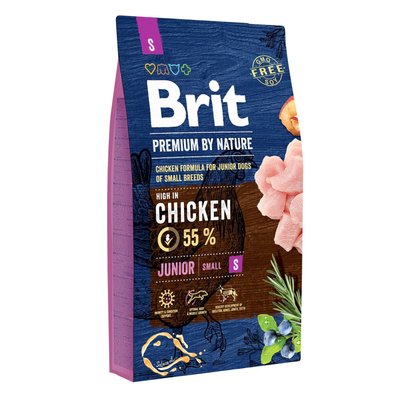 Brit Premium Junior S - Сухий корм для цуценят і молодих собак дрібних порід (вагою до 10 кг) 8 кг (курка)