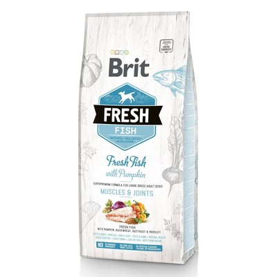 Brit Fresh Fish with Pumpkin - Сухой корм для взрослых собак крупных пород 12 кг (рыба)