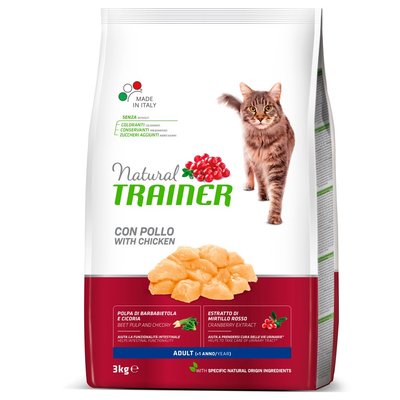 Trainer Cat Natural with Fresh Chicken Трейнер сухий корм для дорослих кішок віком від 1 року, з курятиною, 3 кг