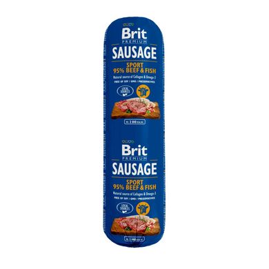 Brit Premium Sausage Beef & Fish - Влажный корм для активных собак 800 г (говядина и рыба)