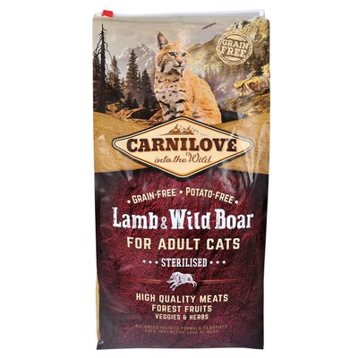 Carnilove Cat Lamb & Wild Boar - Sterilised сухой корм для стерилизованных кошек 6кг (ягненок и кабан)