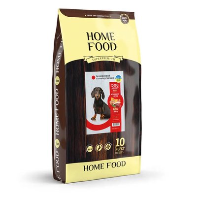 Home Food Гипоаллергенный, беззерновой сухой корм для взрослых собак маленьких пород «Мясо Утки с Нутом» 10 кг
