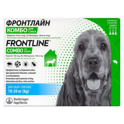 Frontline Combo (Фронтлайн Комбо) капли от блох и клещей для собак 10-20 кг, упаковка