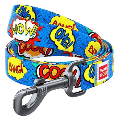 Collar Поводок WAUDOG Nylon с рисунком "ВАУ"
