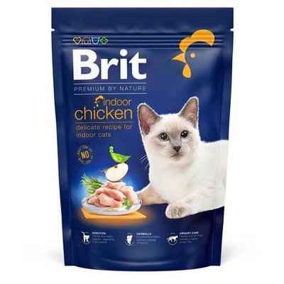 Brit Premium by Nature Cat Indoor орм для котів, які живуть у приміщенні 300г (курка)