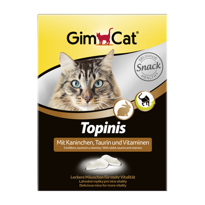 GimCat Topinis Витамины в виде мышек для кошек с таурином и кроликом, 180 табл.