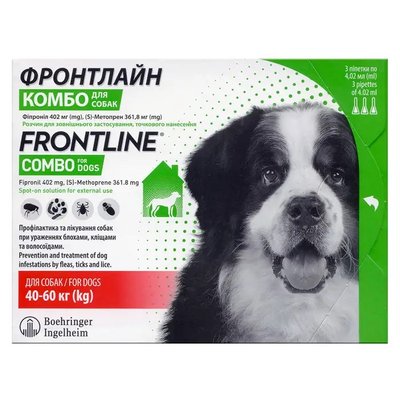 Frontline Combo (Фронтлайн Комбо) краплі від бліх і кліщів для собак 40-60 кг, упаковка