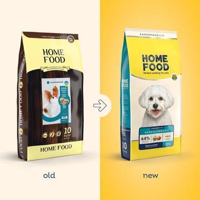 Home Food Повнораціонний гіпоалергенний сухий корм для дорослих собак маленьких порід &laquo;Форель з Рисом та Овочами&raquo; 10 кг
