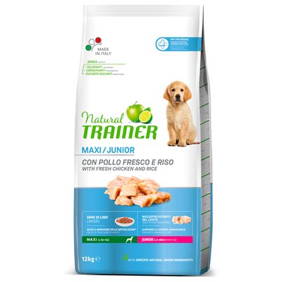 Trainer Dog Natural Junior Maxi Трейнер сухий корм для цуценят великих порід, до 24 місяців, 12 кг.
