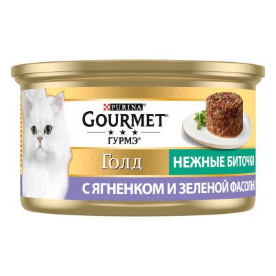 Gourmet Gold Нежные биточки с ягненком и зелеными бобами 85г