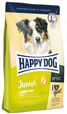 Happy Dog (Хэппи Дог) - Junior Lamb & Ric Сухой безглютеновый корм для юниоров средних и крупных пород с чувствительным пищеварением 4 кг