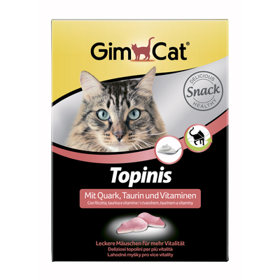 GimCat Topinis Витамины в виде мышек для кошек с таурином и творогом, 180 шт.