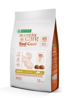 Nature’s Protection SC Red Coat Grain Free Adult Small Breeds with Salmon - беззерновой корм для взрослых собак с рыжим окрасом шерсти, для малых пород 1,5 кг