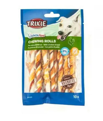 Ласощі для собак Trixie Паличка для чищення зубів Denta Fun 12 см, 80 г (барбекю)