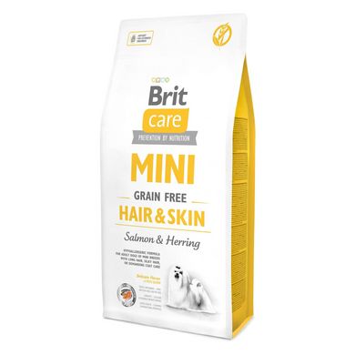 Brit Care GF Mini Hair & Skin - Сухой корм для собак миниатюрных пород, шерсть которых требует дополнительного ухода 7 кг (лосось и сельдь)