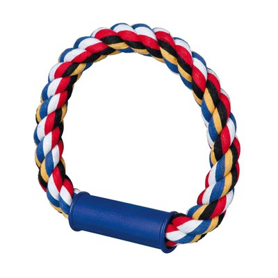 Игрушка для собак Trixie Кольцо плетёное с пластиковой ручкой d=30 см (текстиль, цвета в ассортименте)