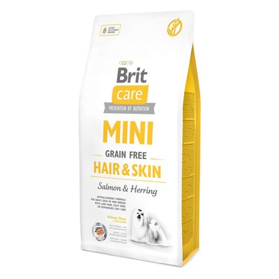 Brit Care GF Mini Hair & Skin - Сухой корм для собак миниатюрных пород, шерсть которых требует дополнительного ухода 7 кг (лосось и сельдь)