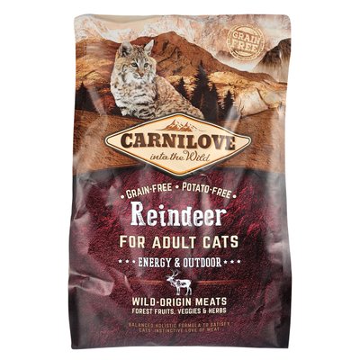 Carnilove Cat Raindeer - Energy & Outdoor сухой корм для активных кошек 2кг (оленина и кабан)