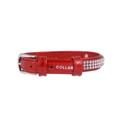 Collar brilliance нашийник шкіряний для собак, червоний, довжина 27-36 см