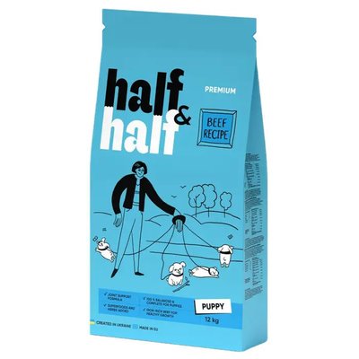 Half&Half Puppy - Сухий корм для цуценят 12 кг (яловичина)