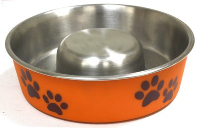 Миска для собак CROCI сатин Roxy Slow Eating металева на гумовій основі оранжева 550 мл