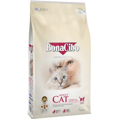 BonaCibo Adult Cat Chicken&Rice with Anchovy Сухой корм для взрослых кошек всех пород с курицей и анчоусом, 5 кг