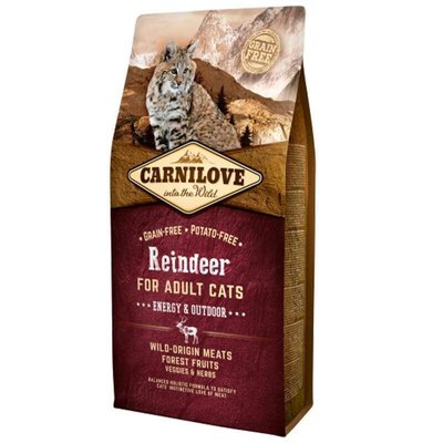 Carnilove Cat Raindeer - Energy & Outdoor cухий корм для активних котів 6кг (оленина та кабан)