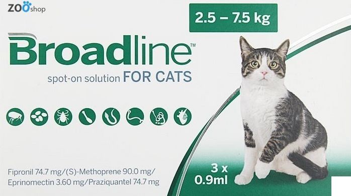 БРОДЛАЙН ( Broadline) Спот-он для котов 2,5-7,5кг (L), пипека