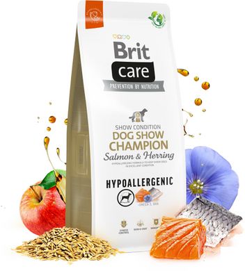 Brit Care Dog Hypoallergenic Dog Show Champion - Сухий для виставкових собак 12 кг (лосось та оселедець)
