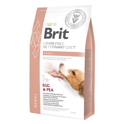 Brit GF Veterinary Diet Renal - Сухой корм для собак, при заболеваниях почек 2 кг (яйцо)