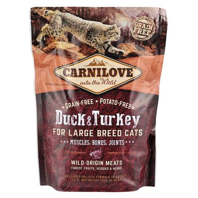 Carnilove Cat Duck & Turkey Large Breed cухой корм для кошек крупных пород 400г (утка и индейка)